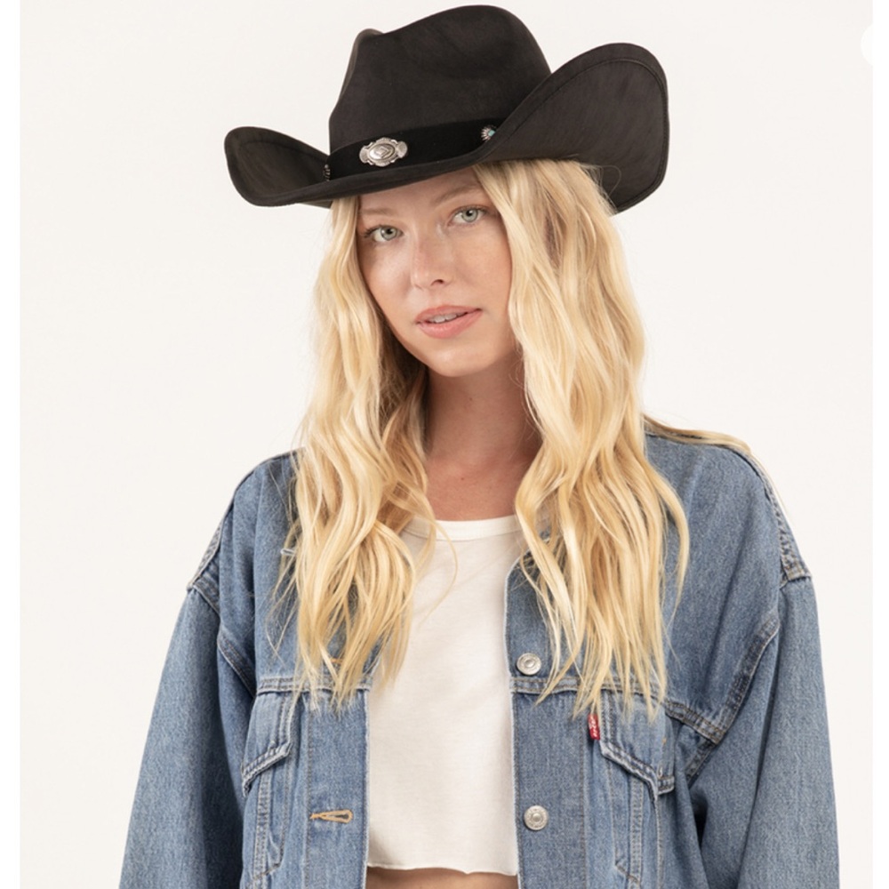 Round Stone Buckle Womens Cowboy Hat
